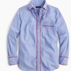 J.Crew Classic Cotton Button Down with Red Piping